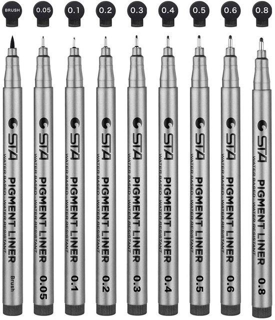 Black Ink Pens Waterproof Archival Ink Drawing Pens for Sketching